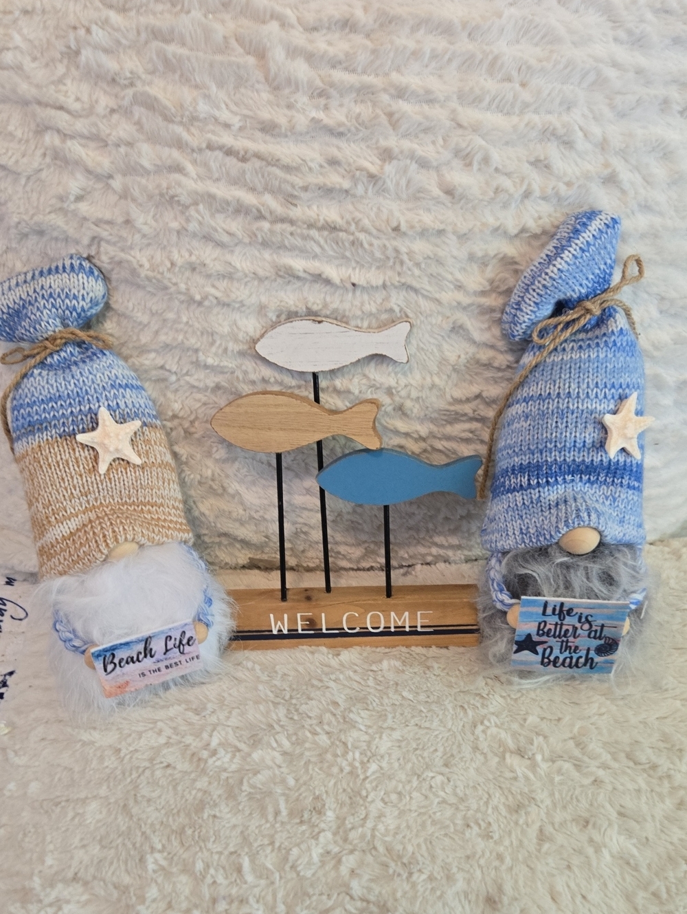 Beach Gnomes And Welcome Sign